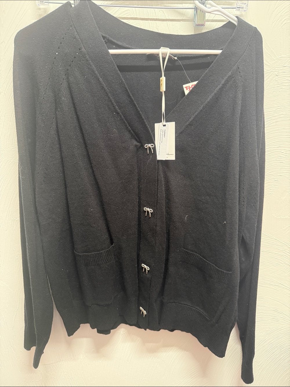 Black V-Neck Cardigan Sweater